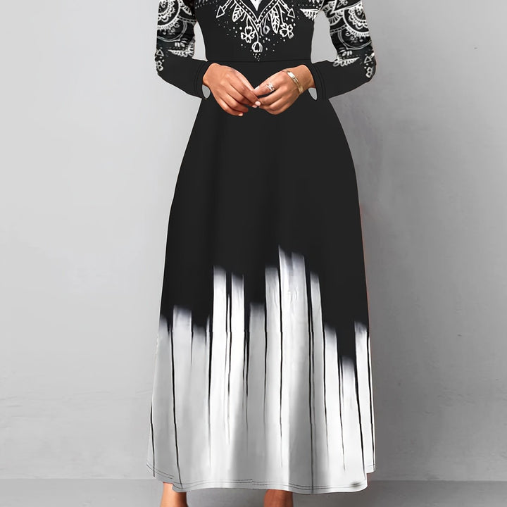 Rosalyn | Ornamental Print A-Line Maxi Klänning
