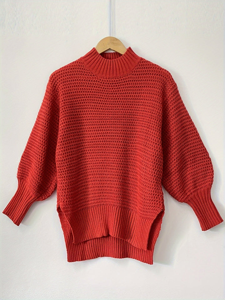 Faye | Texturerad Höghalssweater