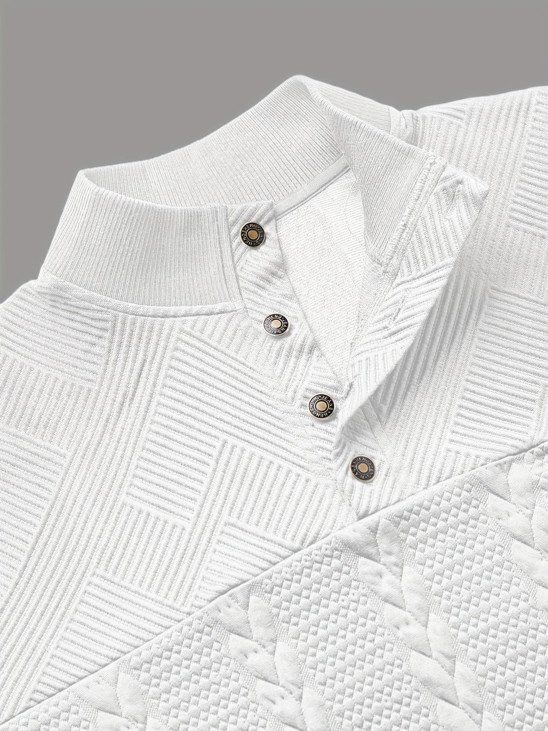 Griffin | Texturerad Knapp-Hals Pullover