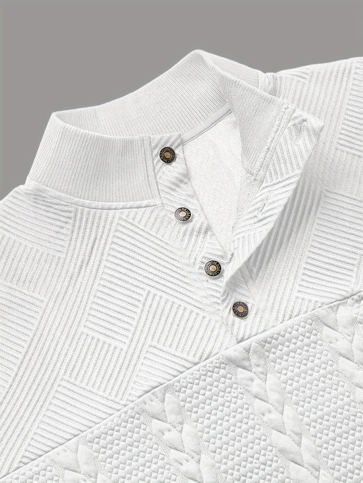 Griffin | Texturerad Knapp-Hals Pullover