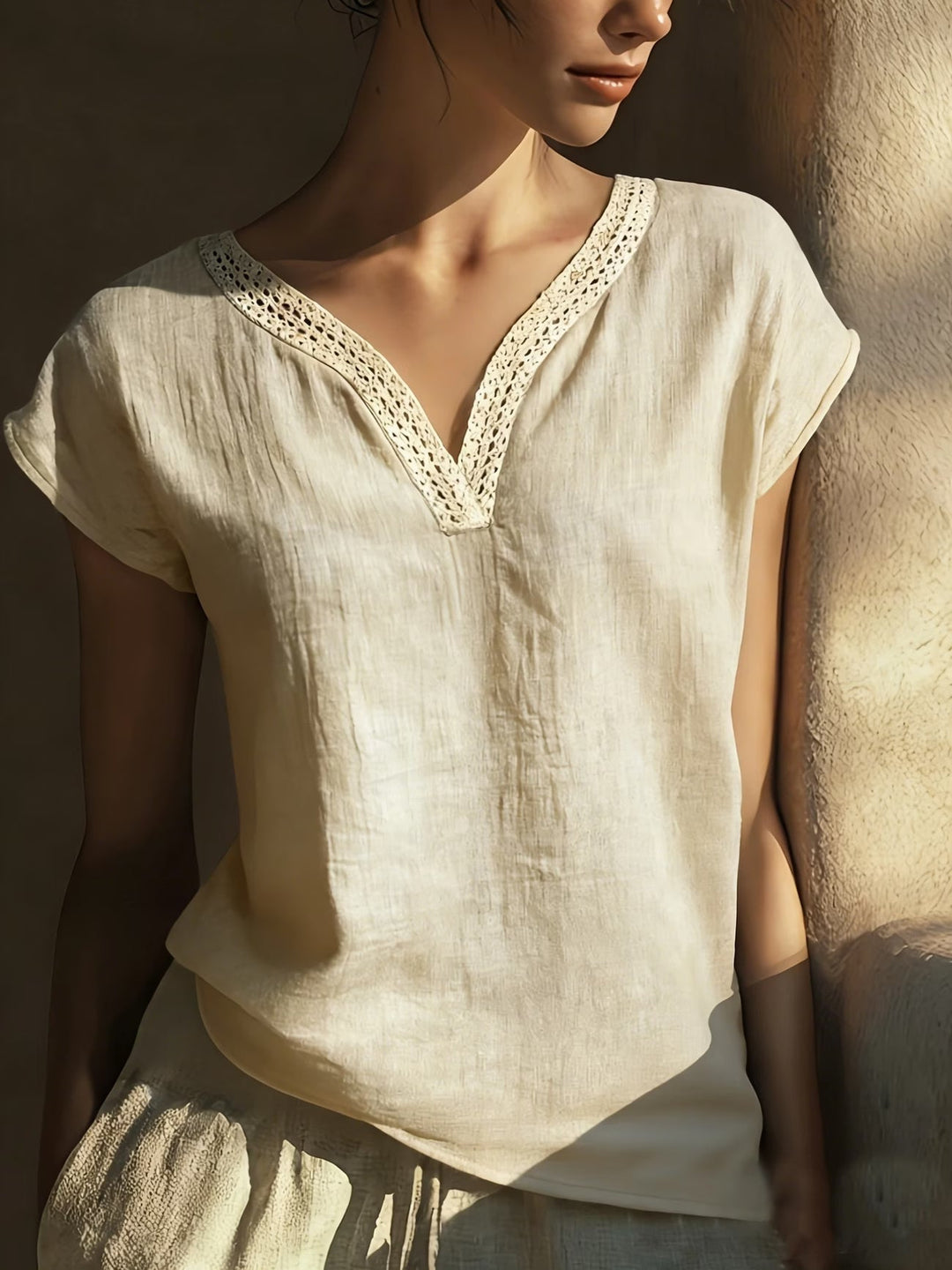 Brinley | Bohemisk Retro Kortärmad Blus