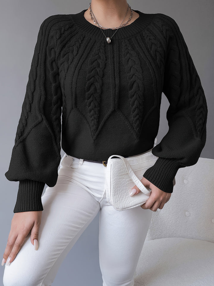 Odette | Kabelstickad Lantern Sleeve Tröja