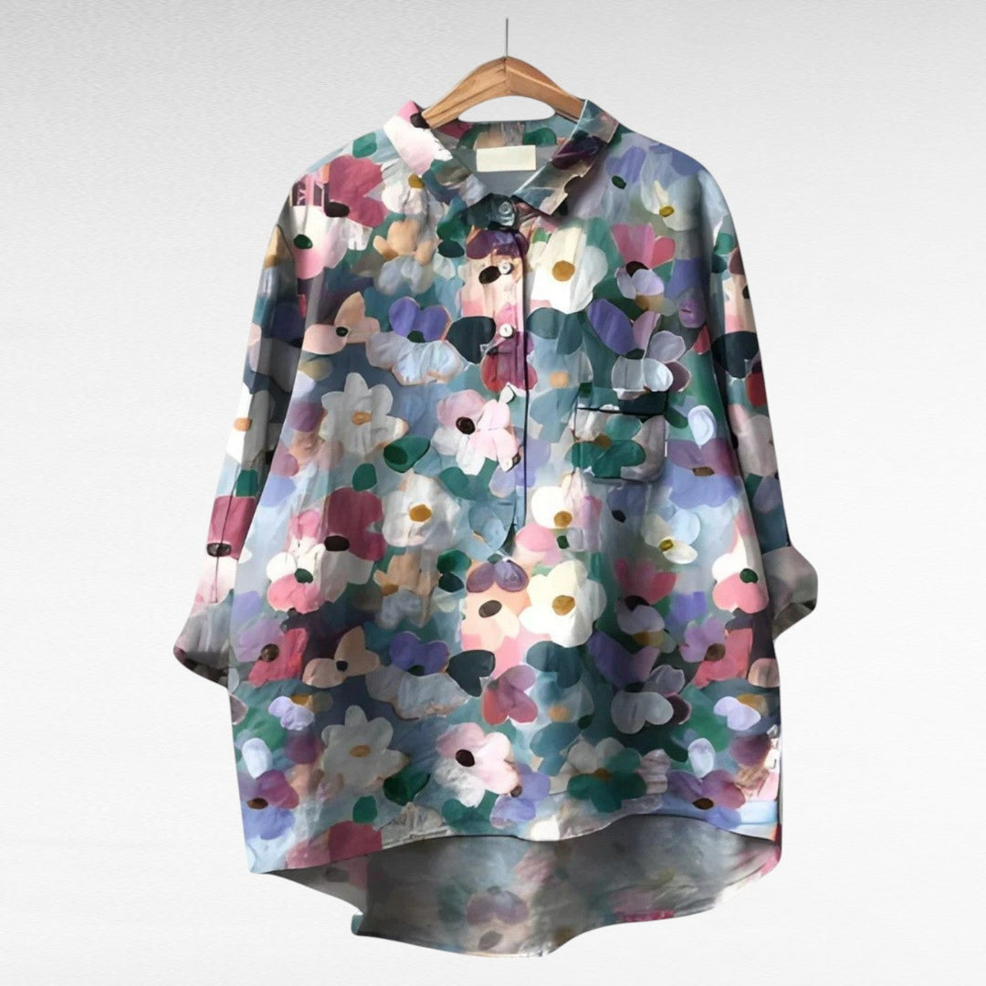 Aurelie | Klassisk Blus med Blommönster