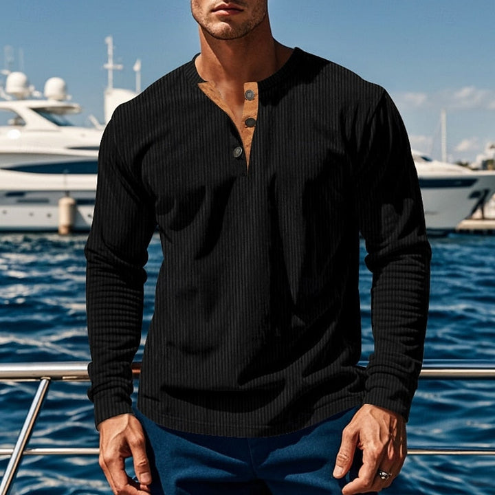 Foster | Ribbad långärmad Henley-skjorta