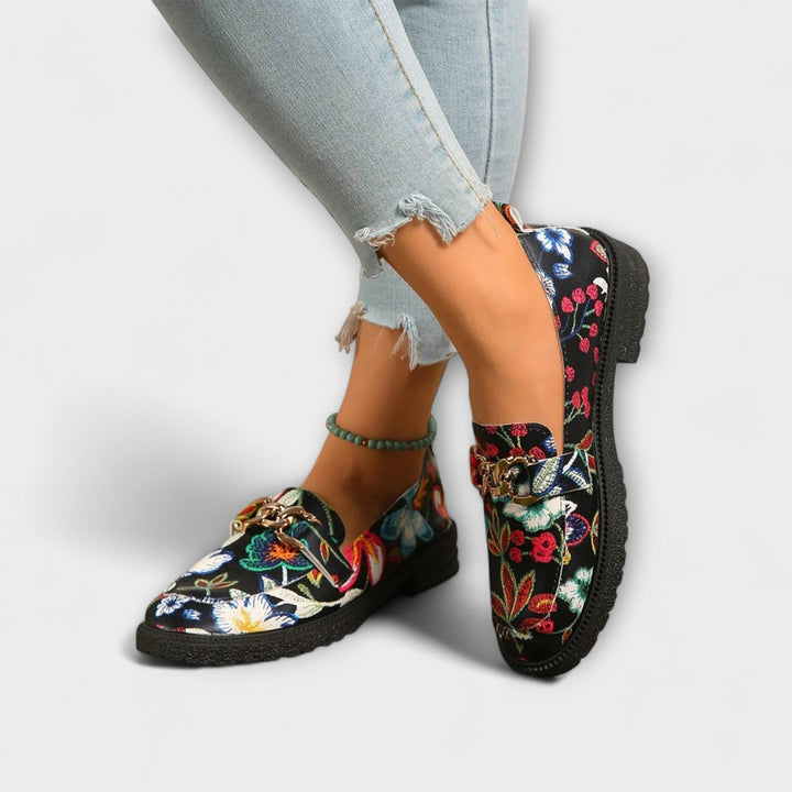 Orlia | Stiliga Multikolor Blommönstrade Loafers