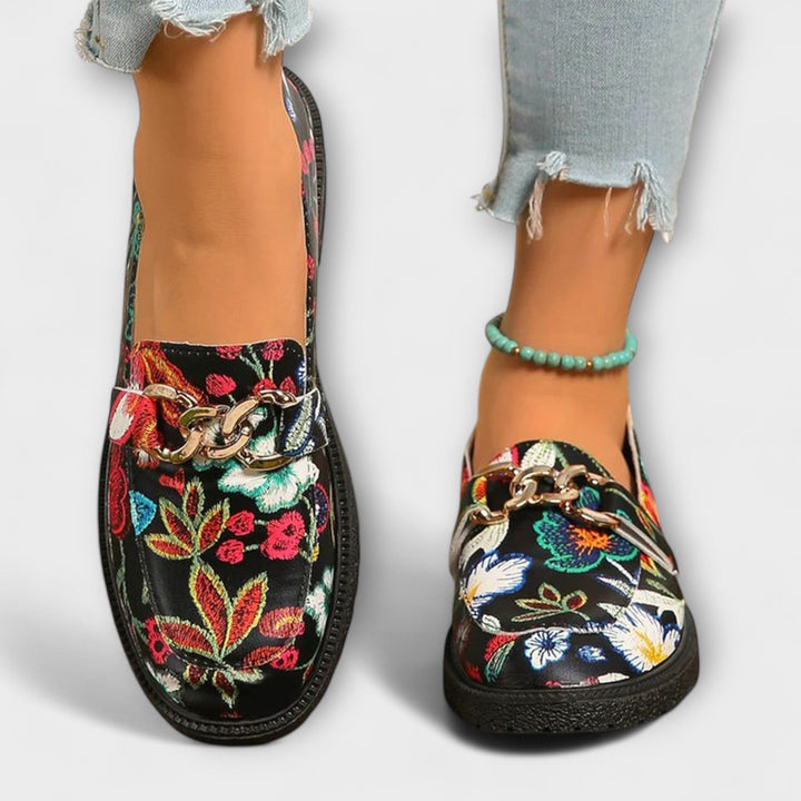 Orlia | Stiliga Multikolor Blommönstrade Loafers