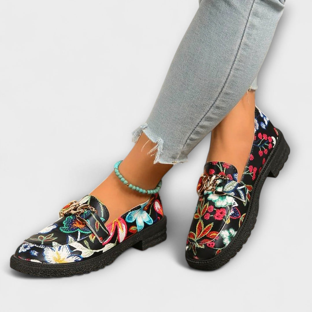 Orlia | Stiliga Multikolor Blommönstrade Loafers