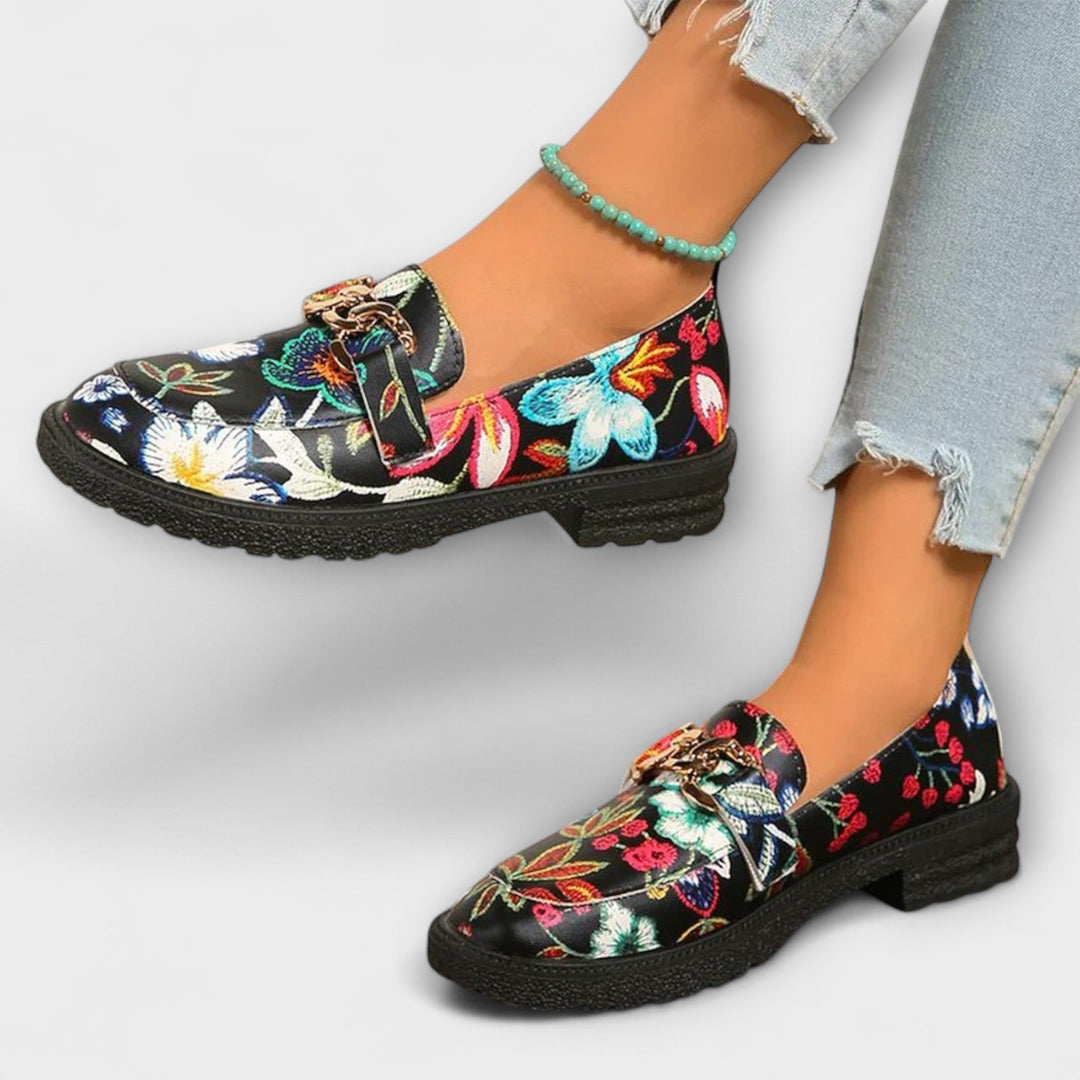 Orlia | Stiliga Multikolor Blommönstrade Loafers