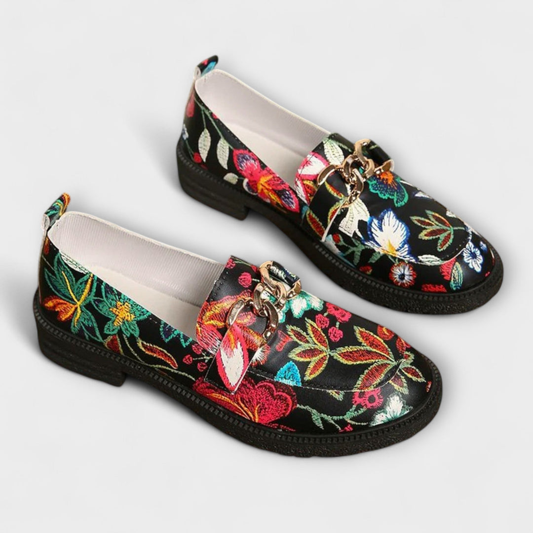 Orlia | Stiliga Multikolor Blommönstrade Loafers