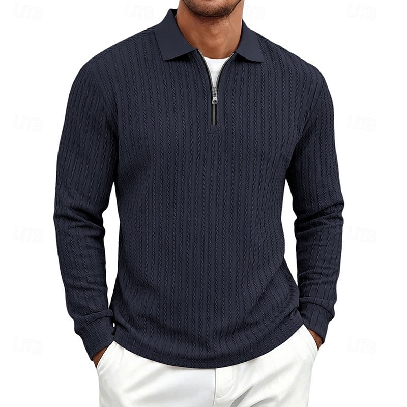 Bryson | Texturerad Quarter-Zip Polo Skjorta