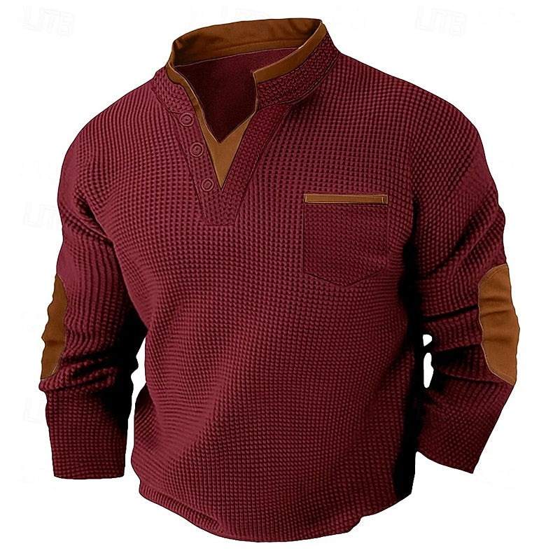 Harlan | Texturerad långärmad Henley-skjorta