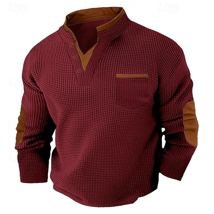 Harlan | Texturerad långärmad Henley-skjorta