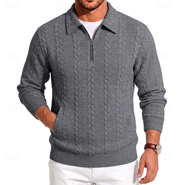 Gordon | Texturerad Kvartzip Polo Jumper