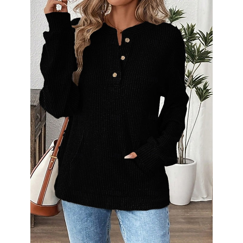 Nadia | Ribbade Knapp-Henley Topp