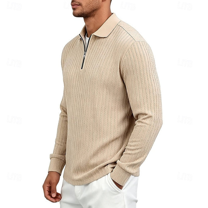 Bryson | Texturerad Quarter-Zip Polo Skjorta