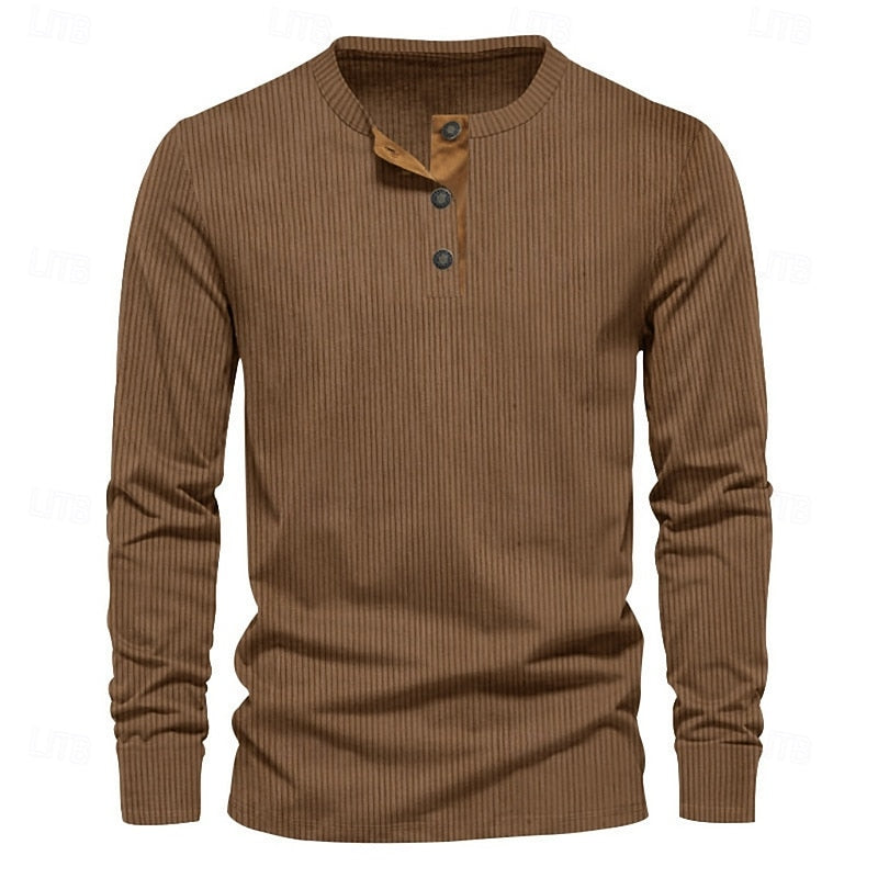 Foster | Ribbad långärmad Henley-skjorta