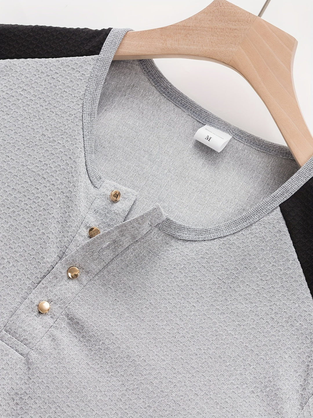 Sawyer | Texturerad Kontrast Henley Skjorta