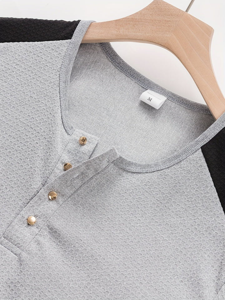 Sawyer | Texturerad Kontrast Henley Skjorta