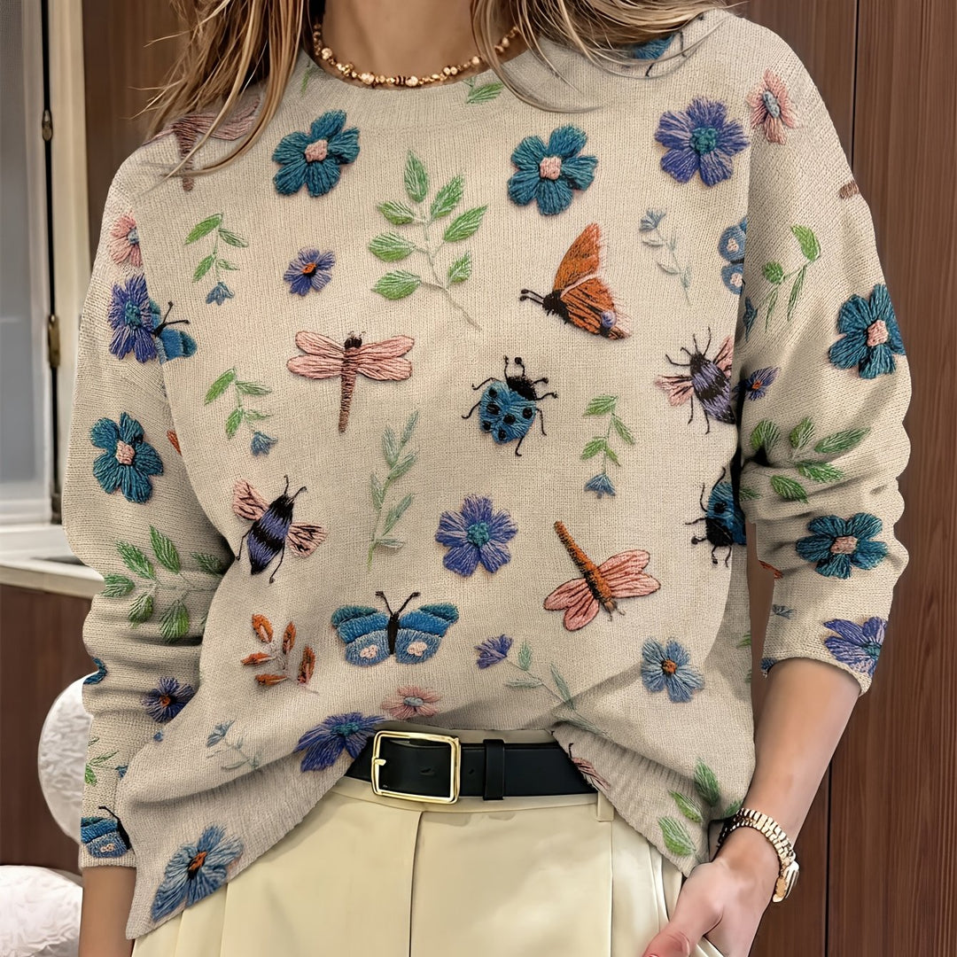 Meredith | Botanisk Tryck Crew Neck Tröja