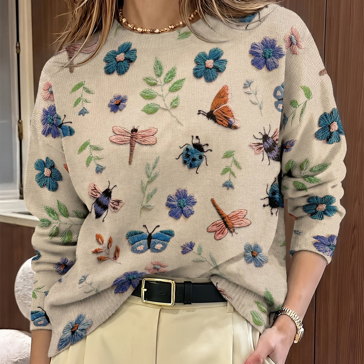 Meredith | Botanisk Tryck Crew Neck Tröja