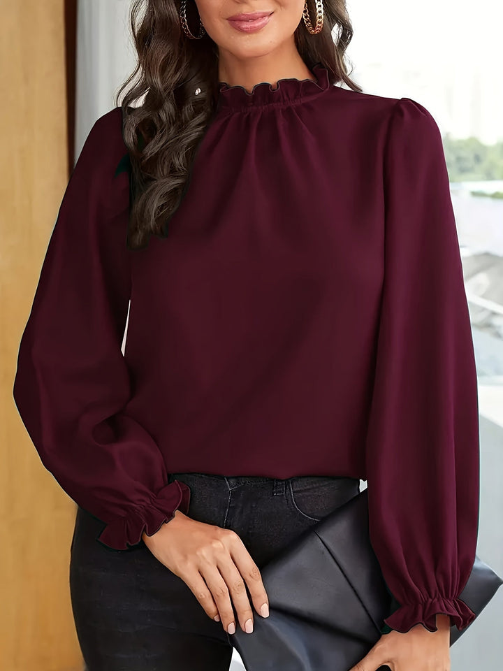 Katherine | Blus med Volangkrage och Puffärmar