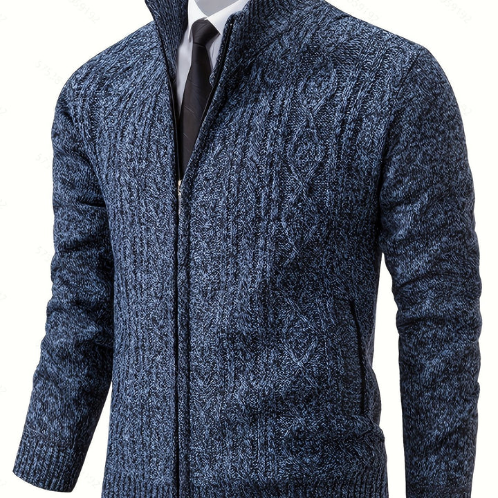 Edmund | Texturerad Ståkrage Zip Cardigan