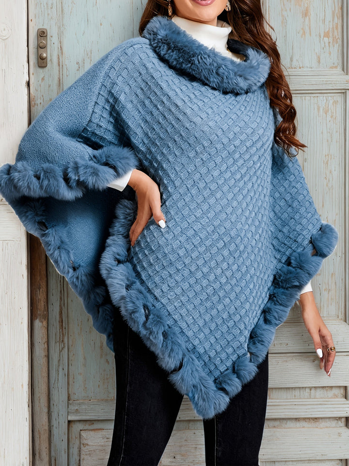 Rosabel | Mysig Poncho med Pälsdetaljer