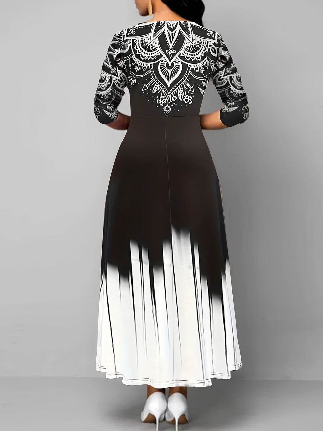 Rosalyn | Ornamental Print A-Line Maxi Klänning