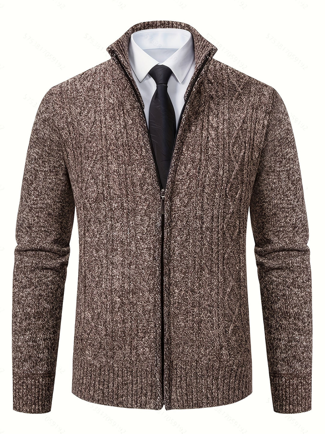 Edmund | Texturerad Ståkrage Zip Cardigan