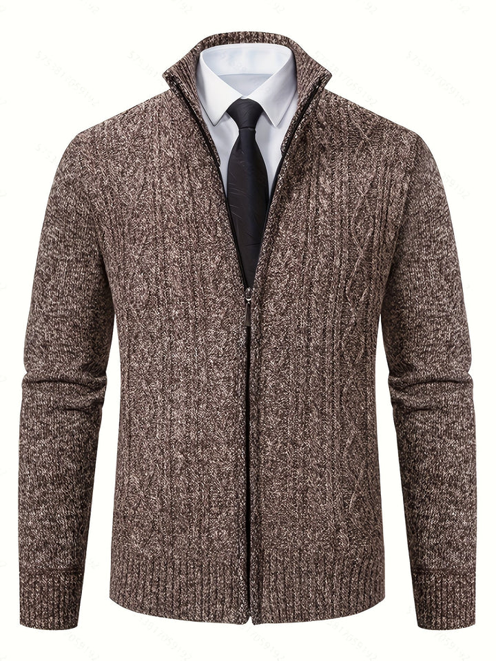 Edmund | Texturerad Ståkrage Zip Cardigan
