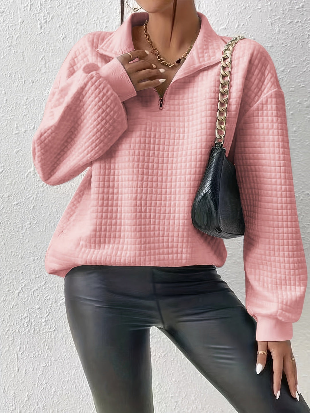 Elodie | Texturerad Kvartdrag Pullover