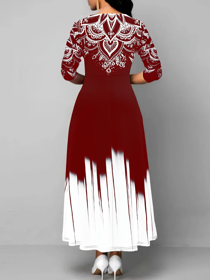 Rosalyn | Ornamental Print A-Line Maxi Klänning