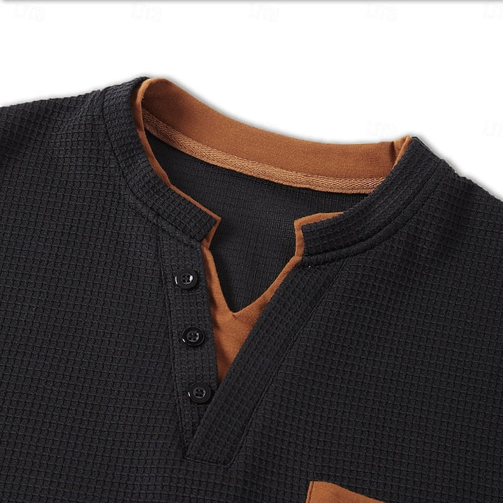 Harlan | Texturerad långärmad Henley-skjorta