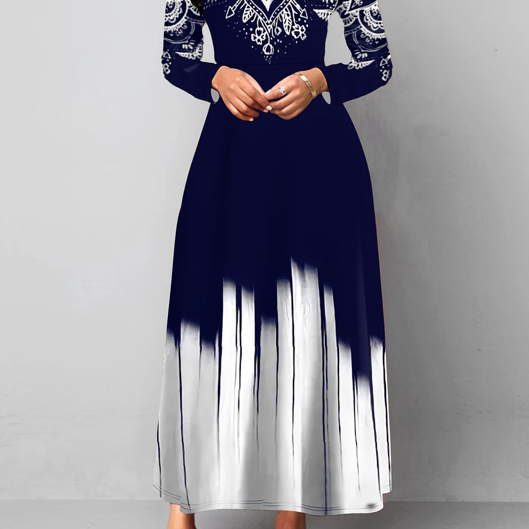 Rosalyn | Ornamental Print A-Line Maxi Klänning