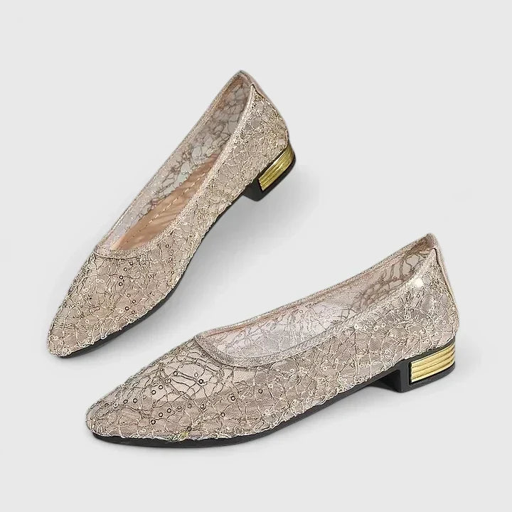 Camille | Texturerade Metalliska Ballerinaskor