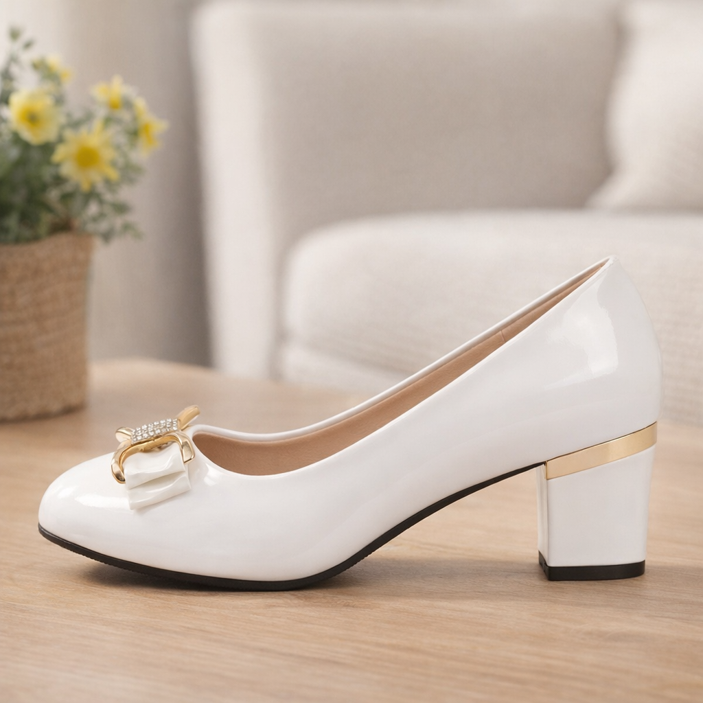 Evelyn | Båge Detalj Blockklack Pumps