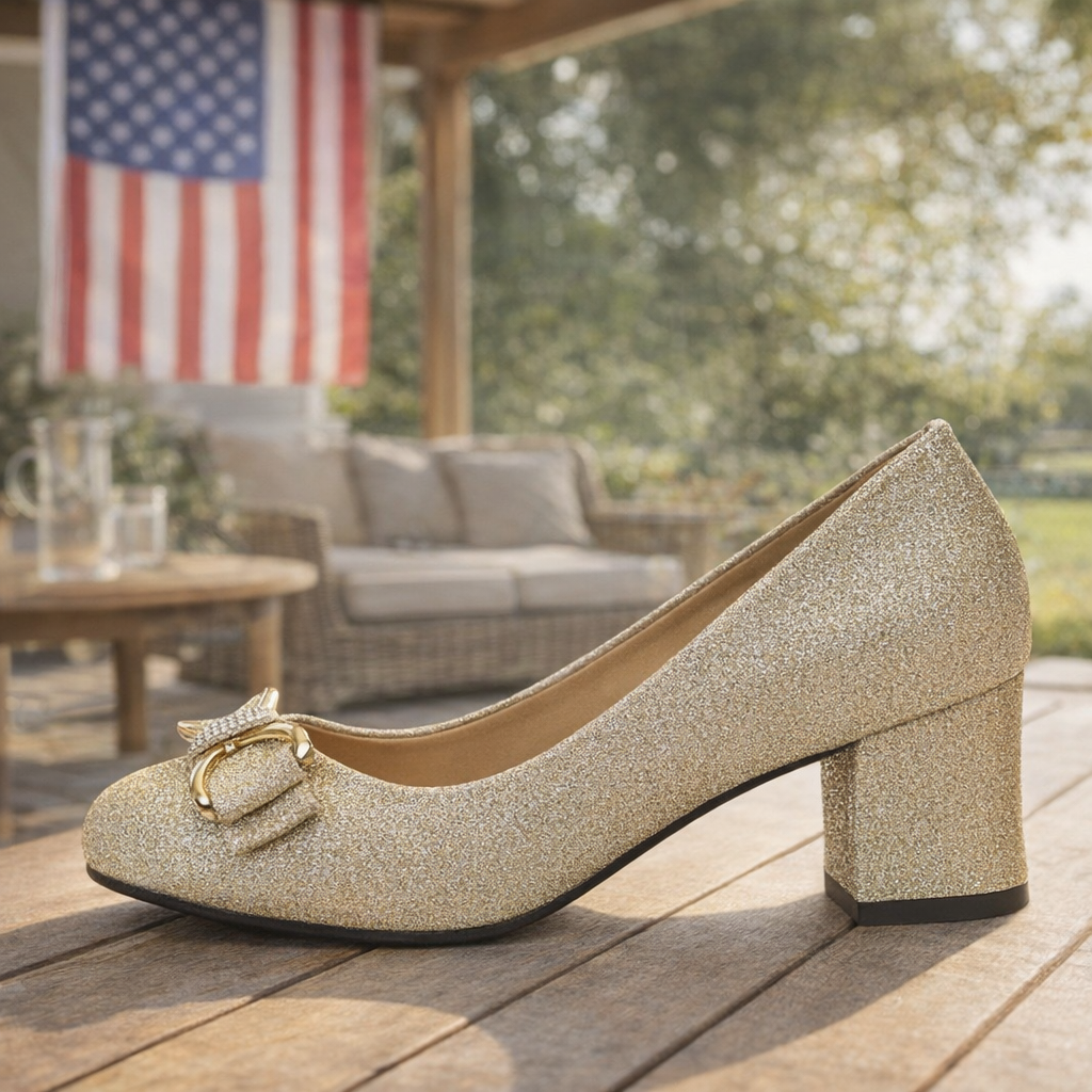 Evelyn | Båge Detalj Blockklack Pumps