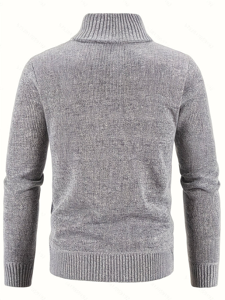 Edmund | Texturerad Ståkrage Zip Cardigan