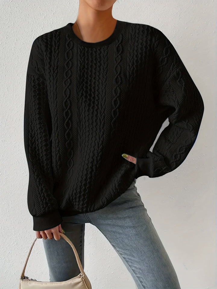 Maisie | Kabeltexturerad Crewneck Sweatshirt