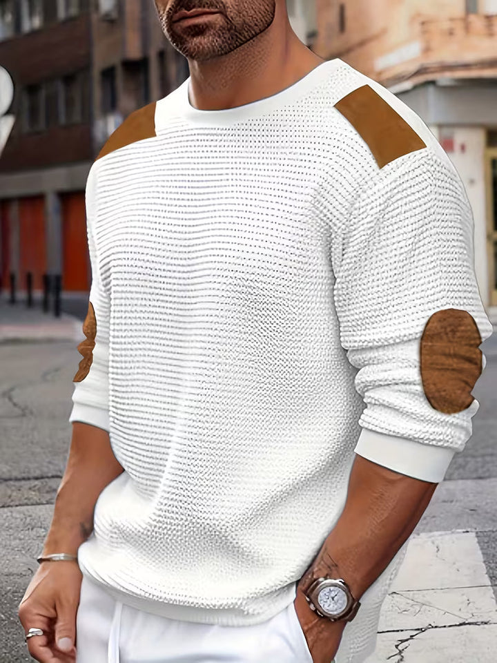 Bennett | Avslappnad Patch Vaffelstickad Sweatshirt