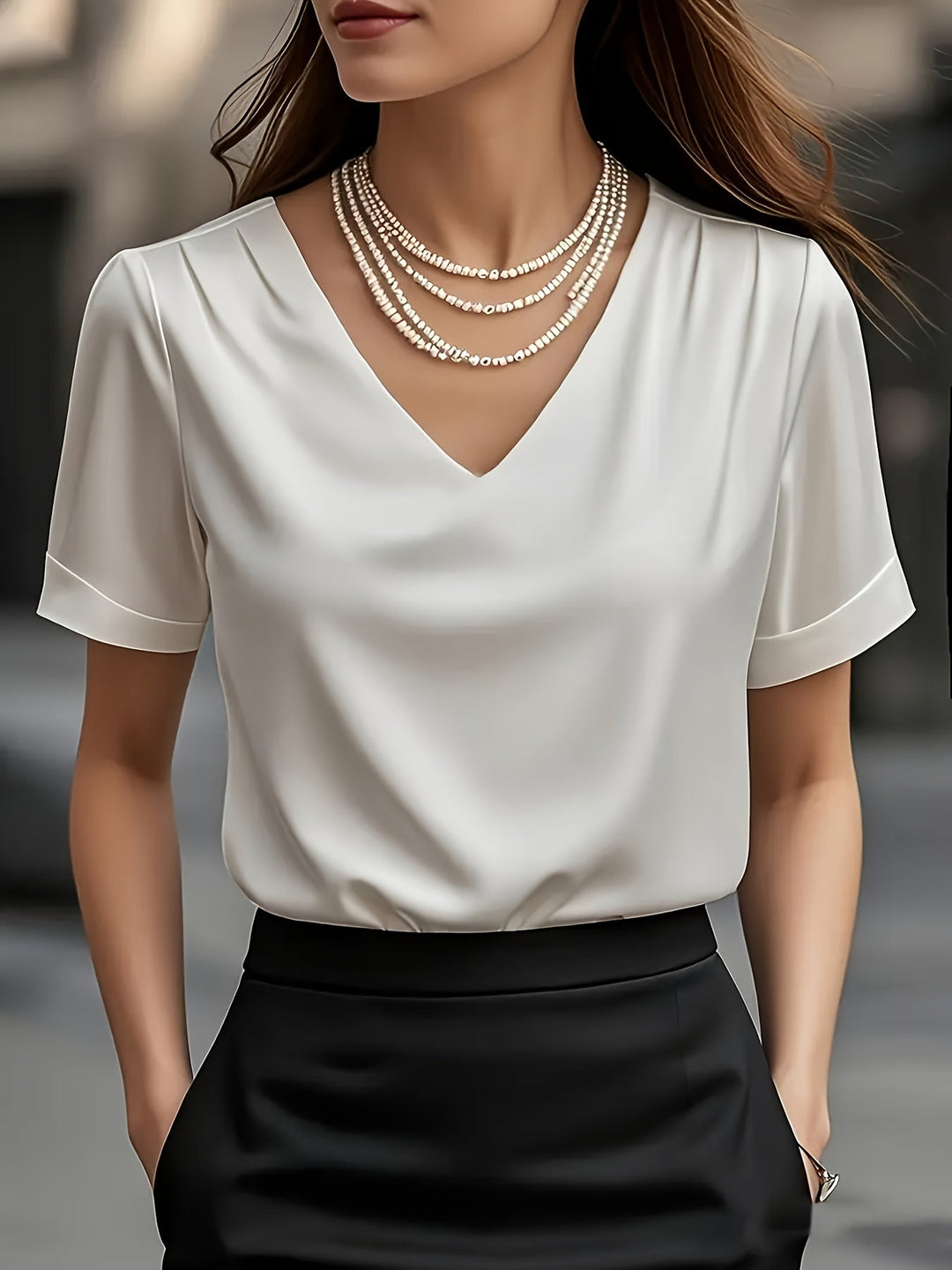 Katherine | Draperad V-ringad Blus