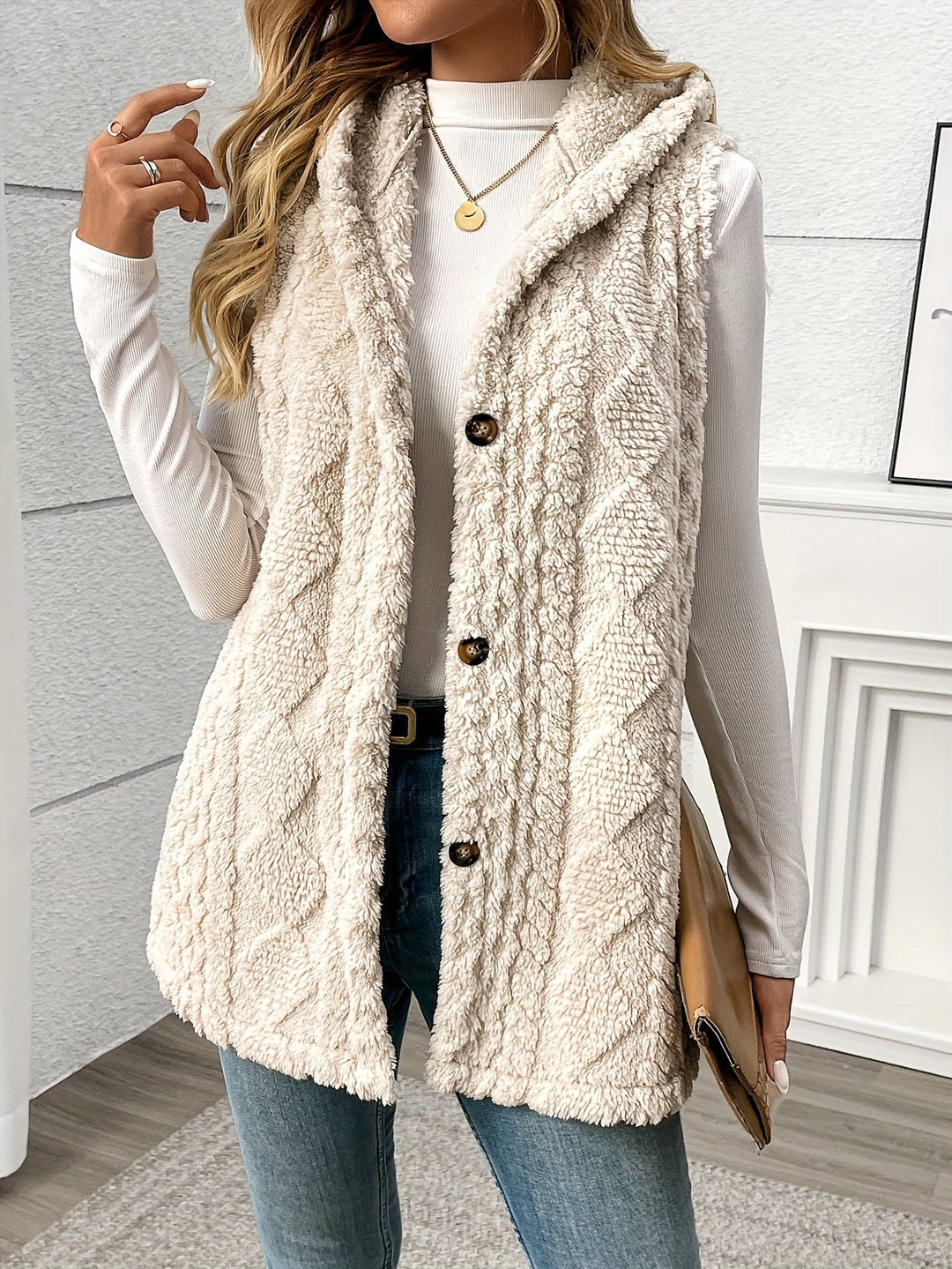 Coralie | Texturerad Hooded Gilet