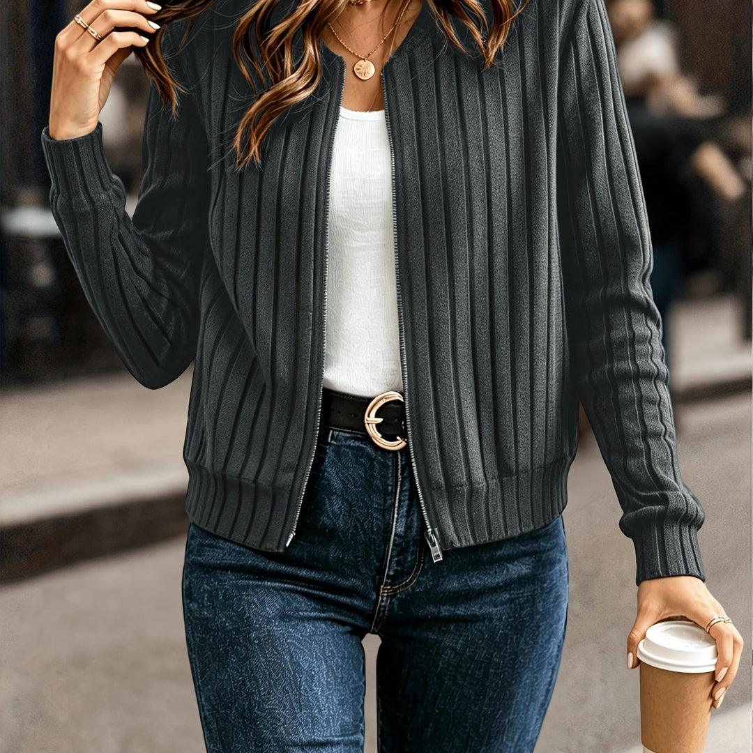 Sloane | Raffinerad Ribbad Zip-Up Jacka