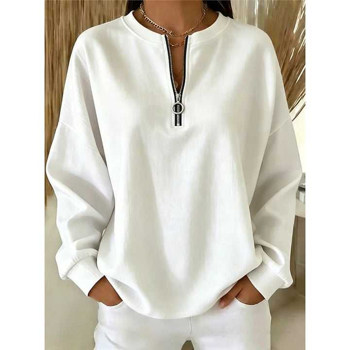 Delphine | Avslappnad Halv-Zip Sweatshirt