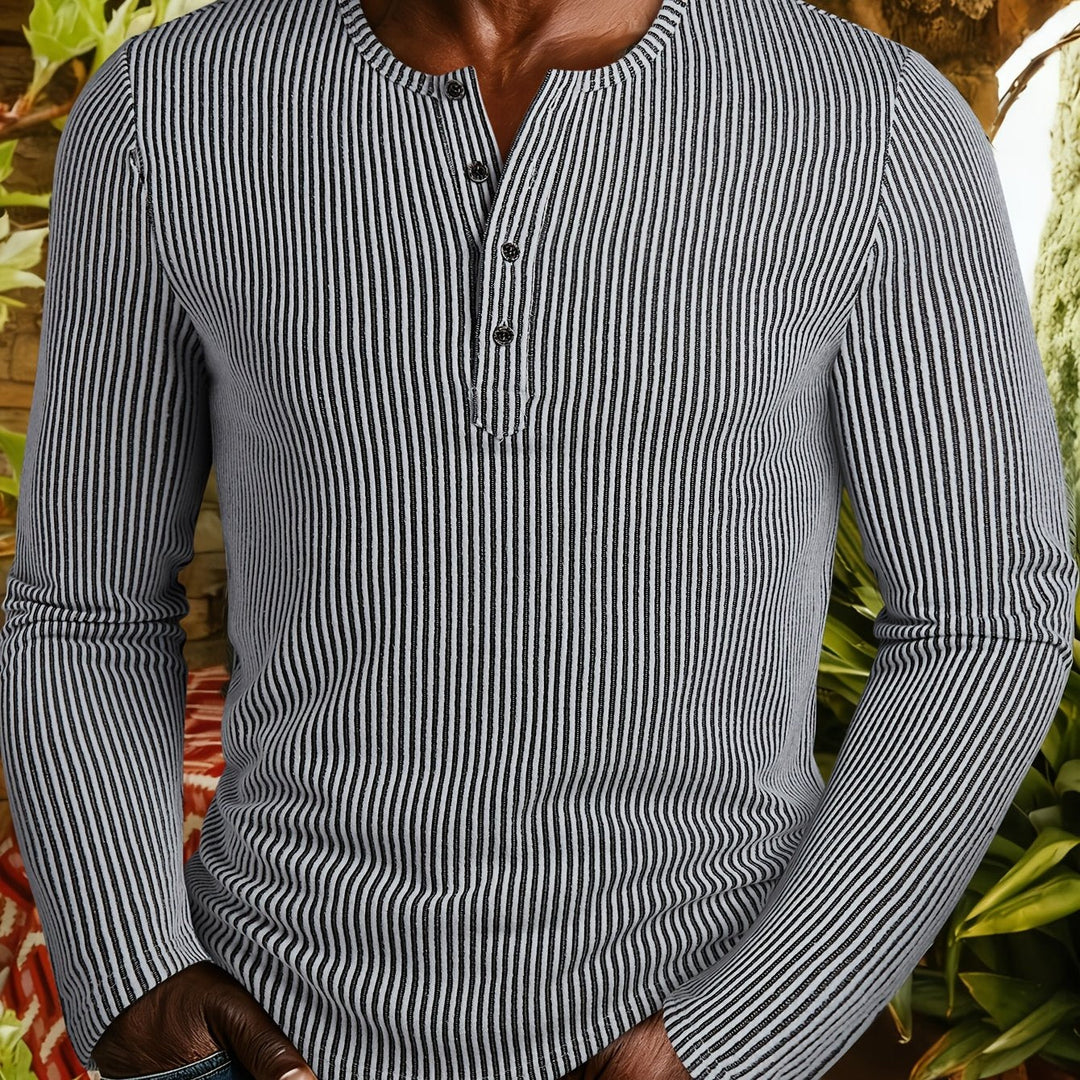 Malcolm | Ribbad långärmad Henley skjorta