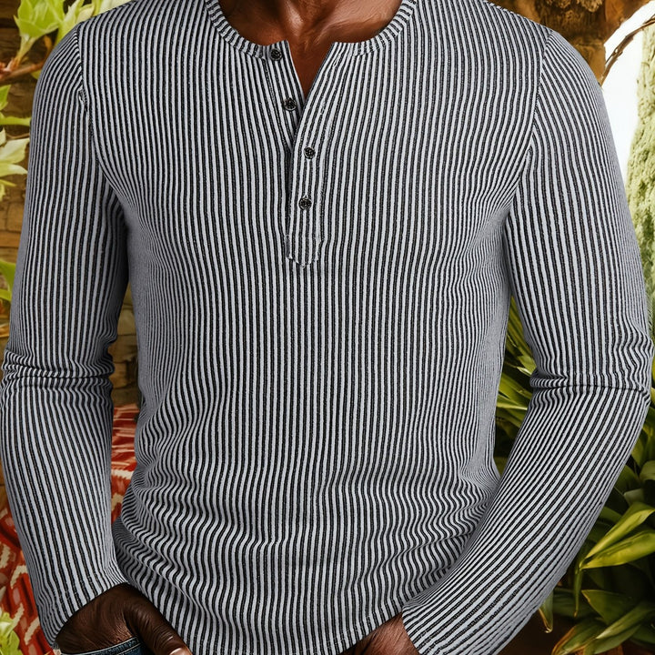 Malcolm | Ribbad långärmad Henley skjorta