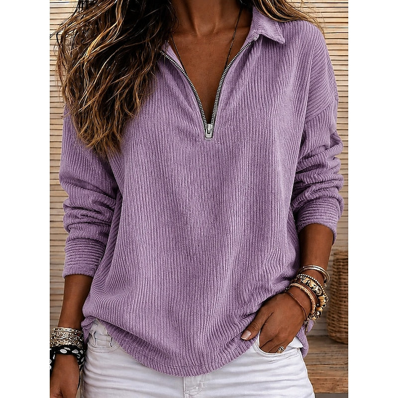 Winifred | Ribbad Kvartzip Topp