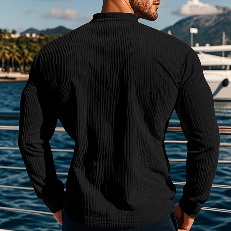Foster | Ribbad långärmad Henley-skjorta