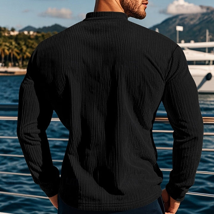 Foster | Ribbad långärmad Henley-skjorta
