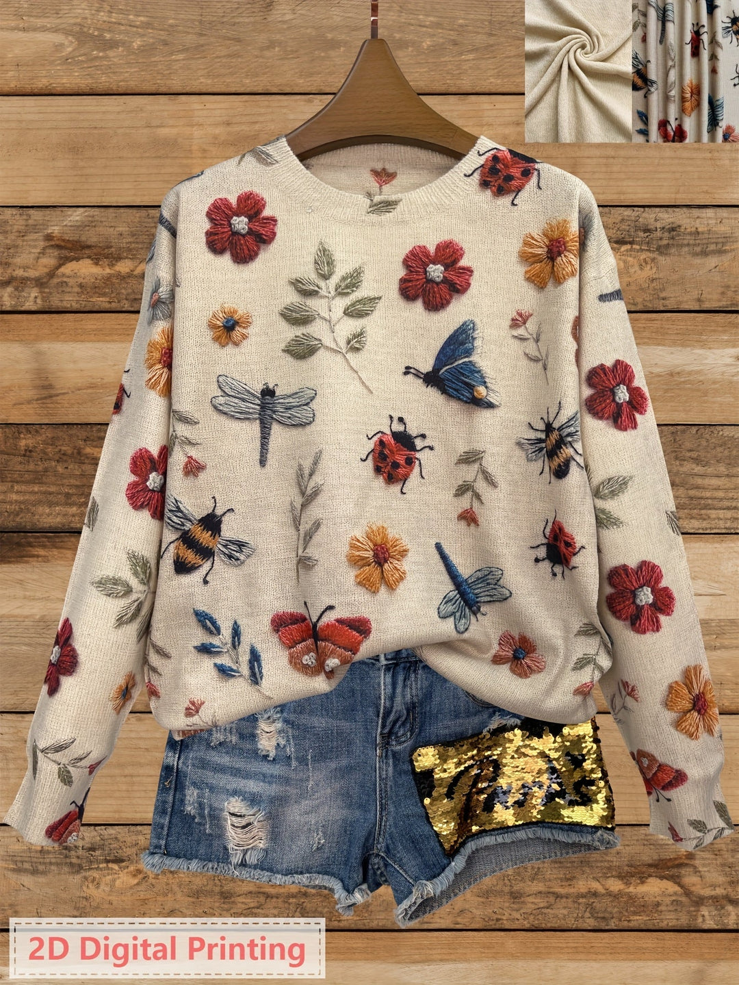 Meredith | Botanisk Tryck Crew Neck Tröja